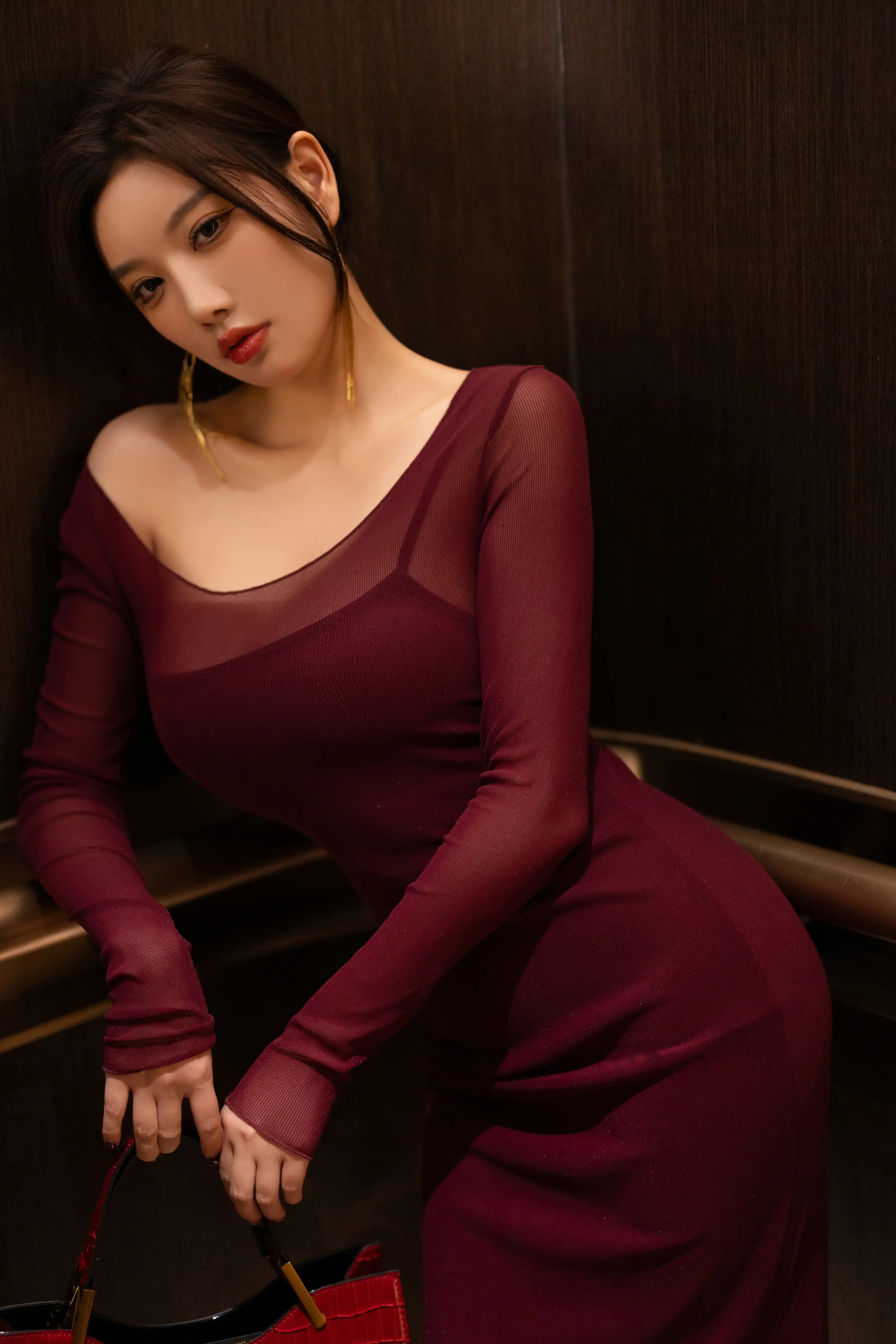 杨晨晨_NO.029_内购无水印_9348_红色连衣短裙_ - M940.COM 内部私购-第5张